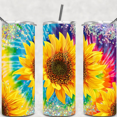 Tie Dye Sunflower - 20 oz Skinny Tumbler Sublimation Transfers