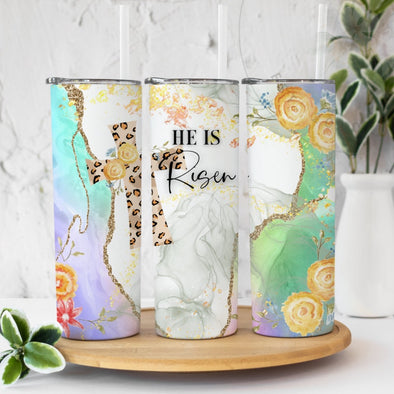 He Is Risen Gold - 20 oz Skinny Tumbler Sublimation Transfers