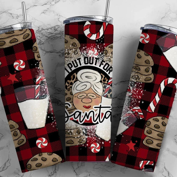 I Put Out For Santa - 20 oz Skinny Tumbler Sublimation Transfers