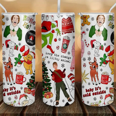 Christmas Movies - 20 oz Skinny Tumbler Sublimation Transfers