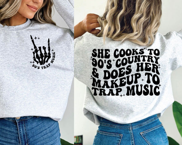 She Cooks to 90s Country -  Screen Print Transfer