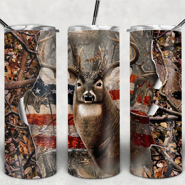 Deer Hunting - 20oz Stainless Steel Skinny Tumbler (COMPLETED ITEM)