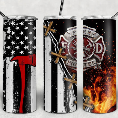 Firefighter Emblem - 20 oz Skinny Tumbler Sublimation Transfers