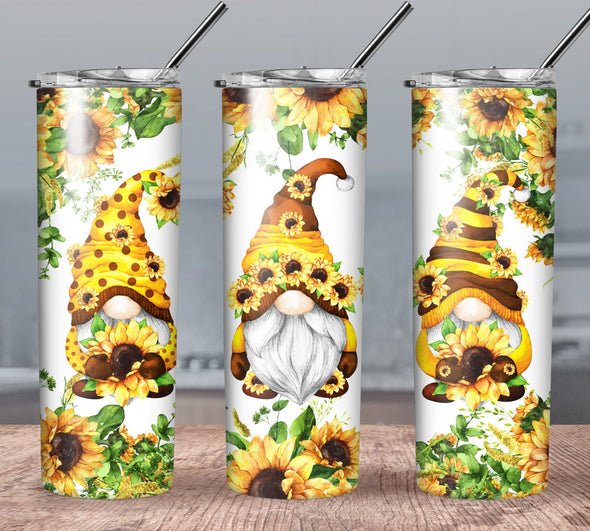 Sunflower Gnomes  - 20oz Stainless Steel Skinny Tumbler (COMPLETED ITEM)