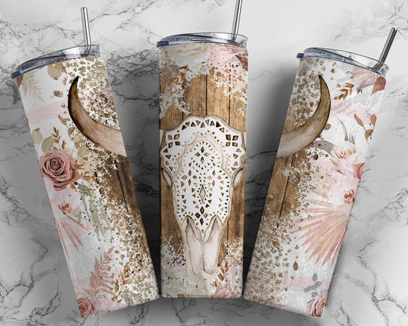Floral Western - 20oz Stainless Steel Skinny Tumbler (COMPLETED ITEM)
