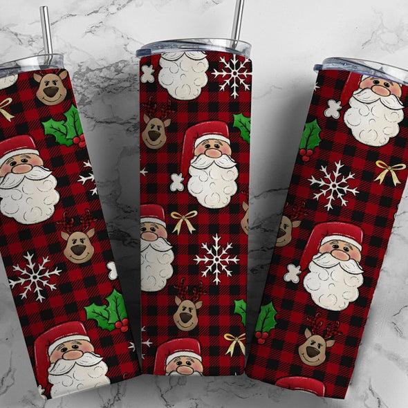 Santa Collage - 20 oz Skinny Tumbler Sublimation Transfers