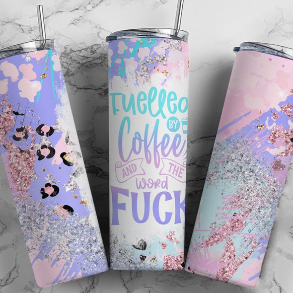 Fueled By Coffee - 20 oz Skinny Tumbler Sublimation Transfers