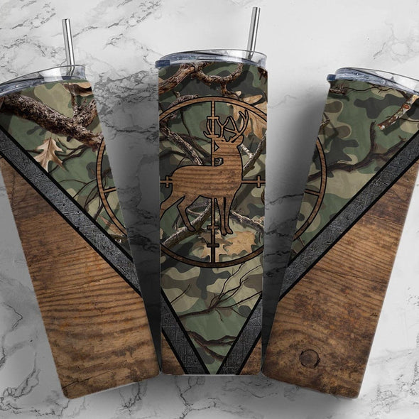 Camo Deer Hunting - 20 oz Skinny Tumbler Sublimation Transfers