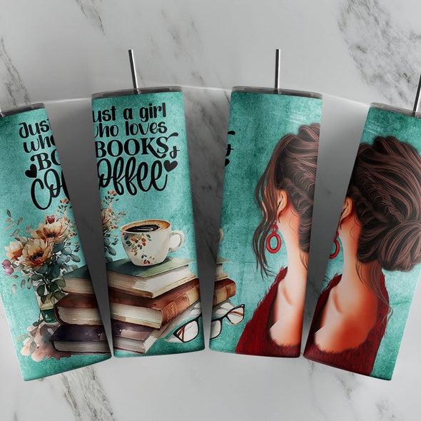 Just A Girl Who Loves Books And Coffee  - 20 oz Skinny Tumbler Sublimation Transfers