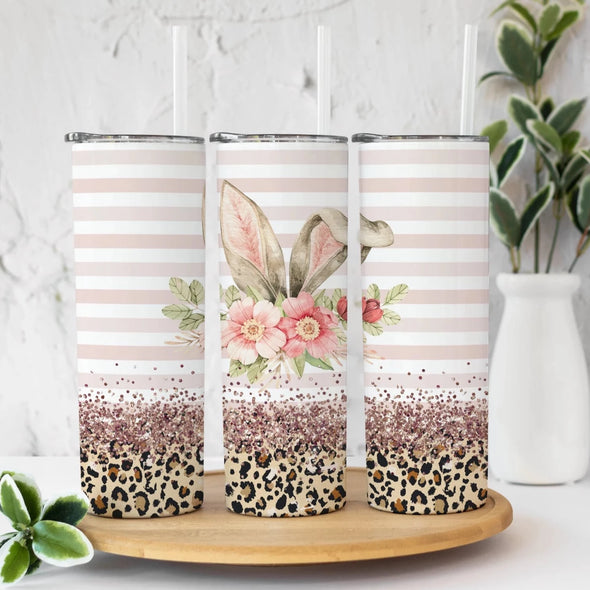 Easter Bunny Floral - 20 oz Skinny Tumbler Sublimation Transfers