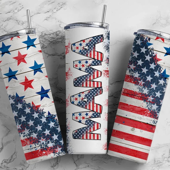 Mama Patriotic - 20oz Stainless Steel Skinny Tumbler (COMPLETED ITEM)