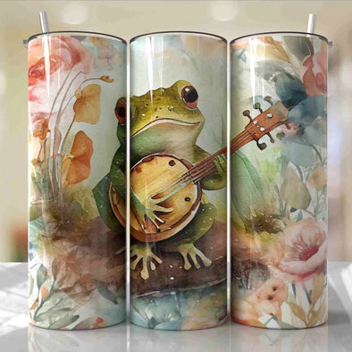 Watercolor Frog - 20 oz Skinny Tumbler Sublimation Transfers