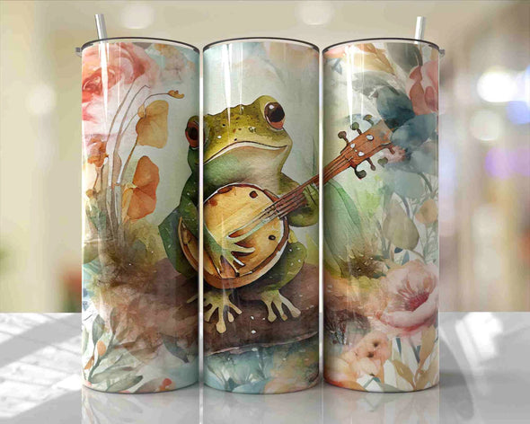Watercolor Frog - 20 oz Skinny Tumbler Sublimation Transfers