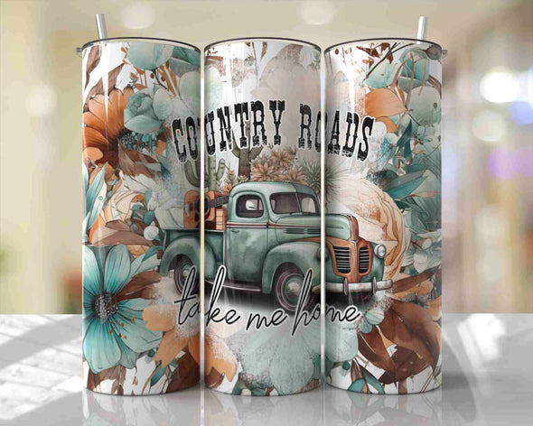 Country Roads - 20 oz Skinny Tumbler Sublimation Transfers