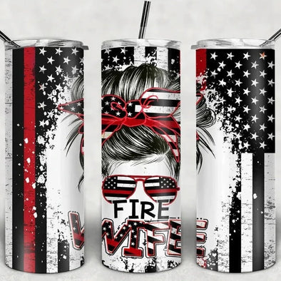 Fire Wife - 20 oz Skinny Tumbler Sublimation Transfers