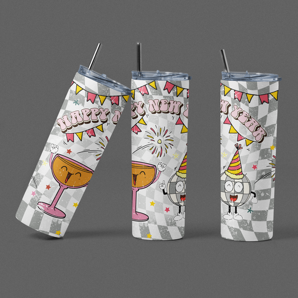 Happy New Year - 20 oz Skinny Tumbler Sublimation Transfers