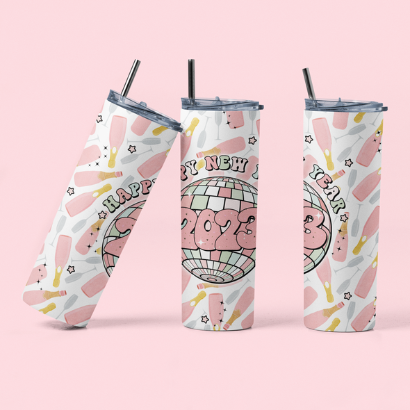Happy New Year Bottles - 20 oz Skinny Tumbler Sublimation Transfers