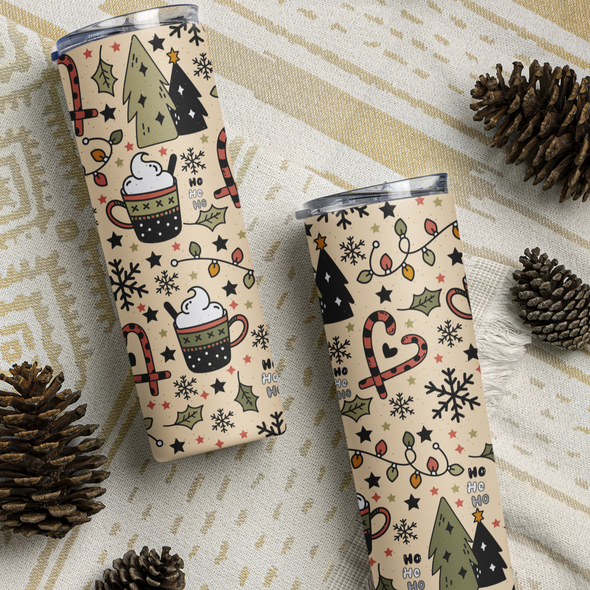 Christmas Neutral - 20 oz Skinny Tumbler Sublimation Transfers